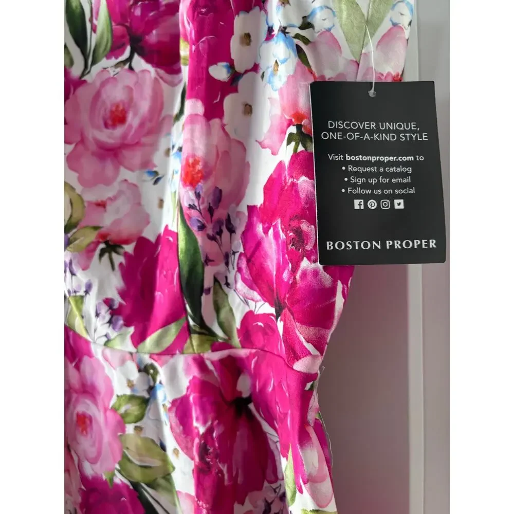 NWT Boston Proper Garden Party High Neck Floral Fit & Flare SZ 6 Preppy Southern - Picture 6 of 7